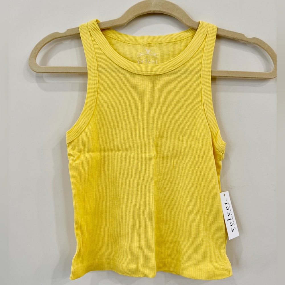 Velvet Harla Sunlit Yellow Ribbed Cropped Tank Top